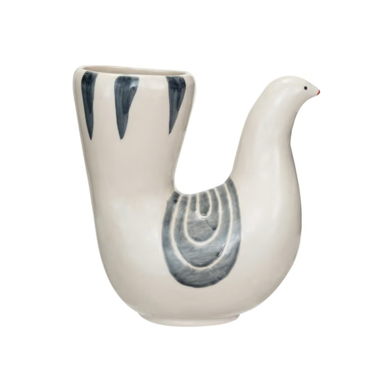 Hand-PaintedStonewareDoveShapedVase
