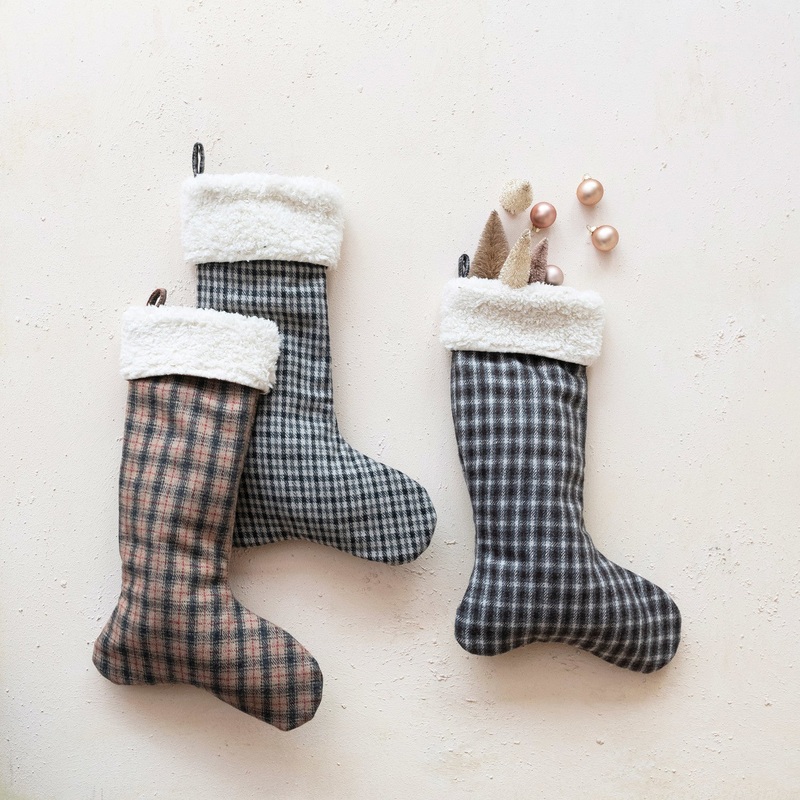 WovenWoolBlendPlaidStockingw/SherpaCuff