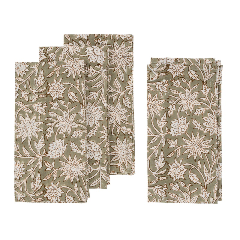 Floral Khaki Napkins Set