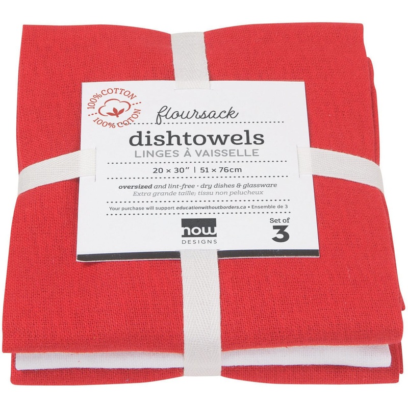 Red Floursack Tea Towels Set