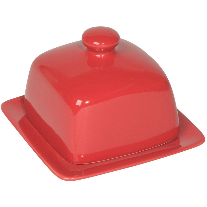 Square Red Butter Dish
