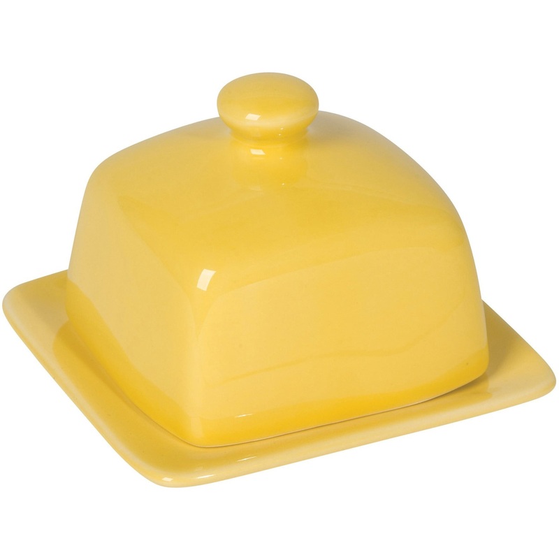 Square Yellow Butter Dish