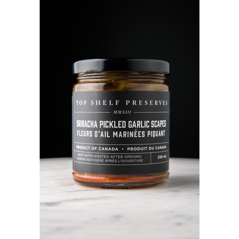 Top Shelf Preserves Sriracha Garlic Scapes