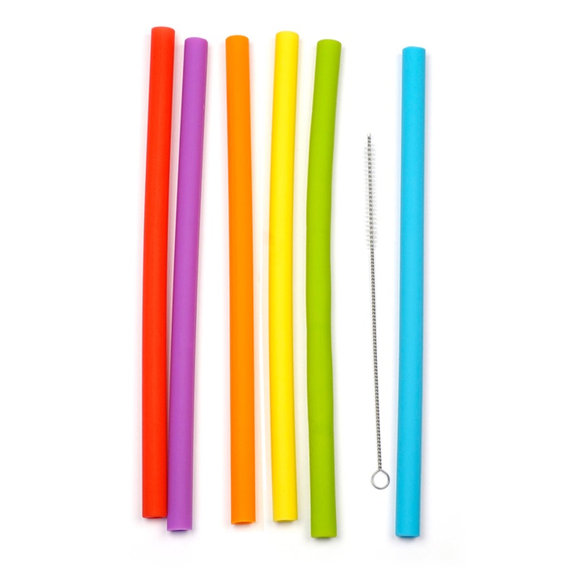 Silicone Smoothie Straw Set