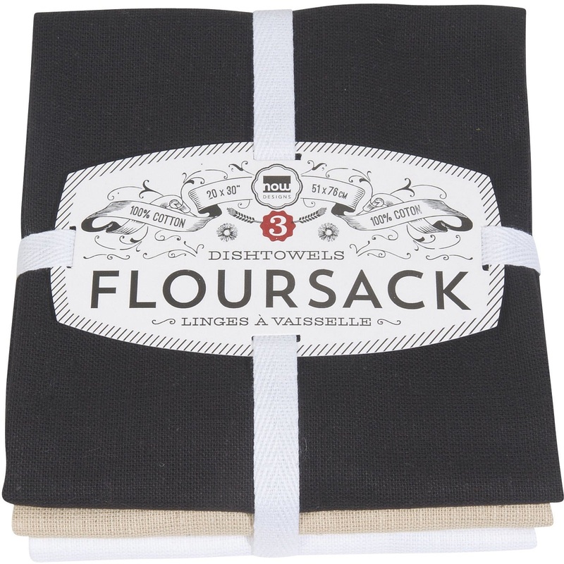 Black Floursack Tea Towels Set