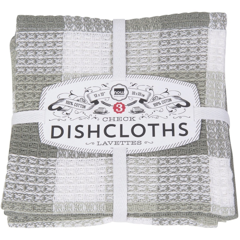 Grey Check Dishcloths Set
