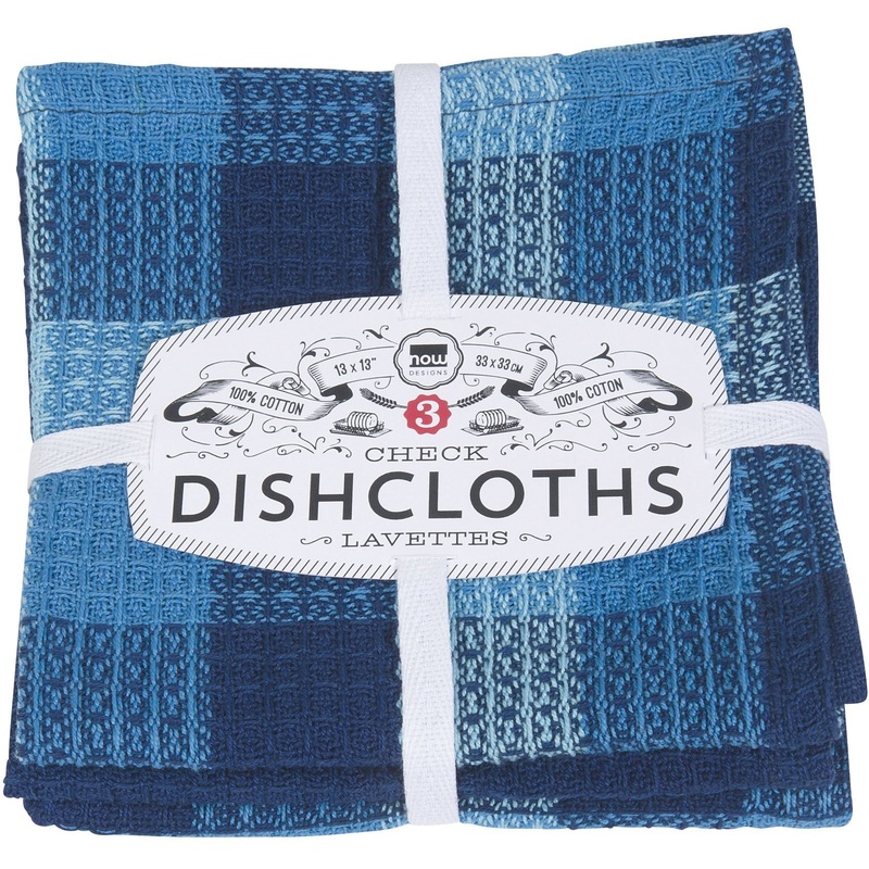 Indigo Check Dishcloths Set