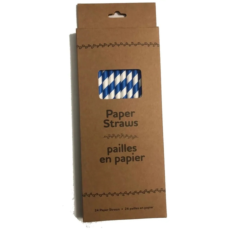 Paper Straw Set - Blue Stripes