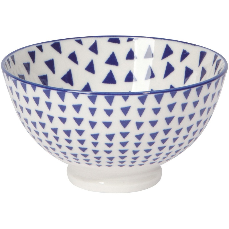 Small Bowl with Blue Triangles