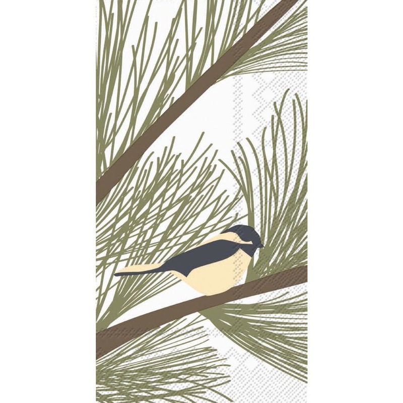 Chickadee and Pine Paper Napkins - Dinner