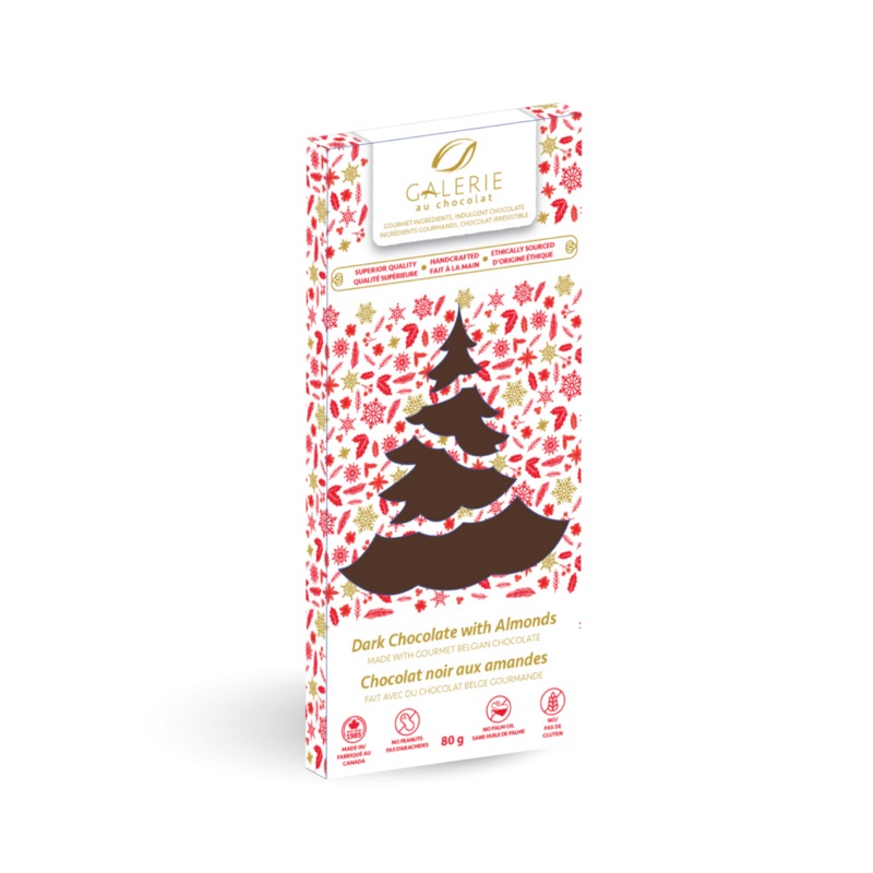 Holiday Dark Chocolate Roasted Almonds Bar