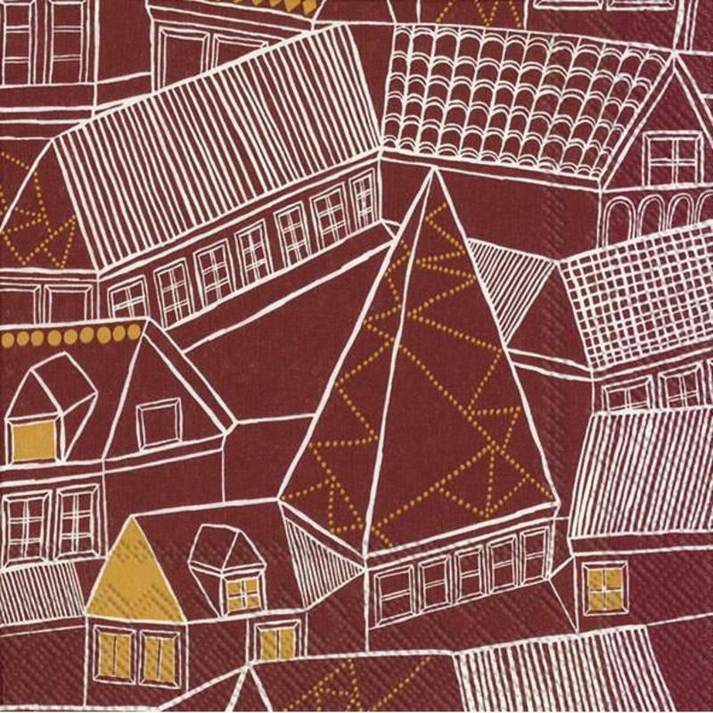 Marimekko KUJIILA Red & Gold Paper Napkins - Cocktail