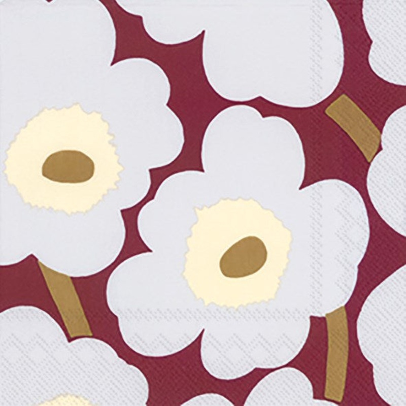 Marimekko UNIKKO Bordeaux Paper Napkins - Cocktail