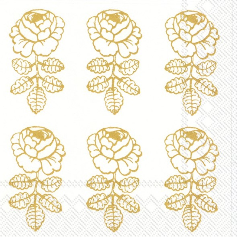 Marimekko VIHKIRUUSU Gold Paper Napkins - Cocktail