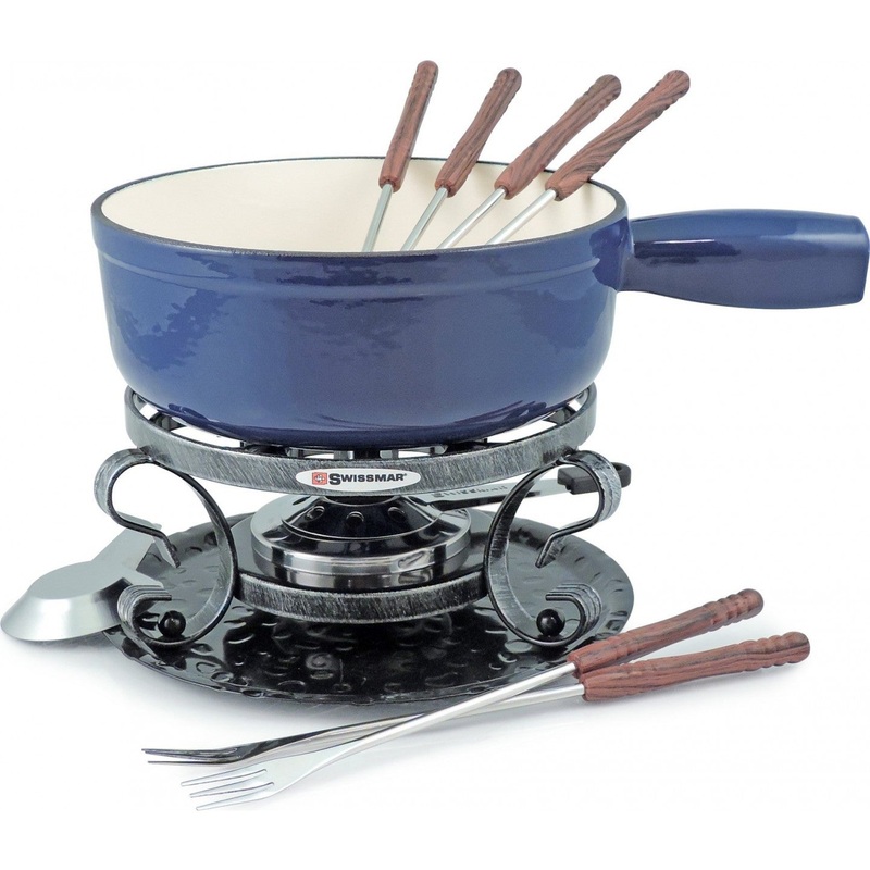 Cast Iron Lugano Fondue Set in Blue