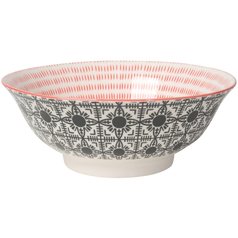 Large Black & Coral Bowl