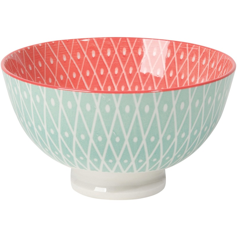 Small Blue & Pink Geometric Bowl