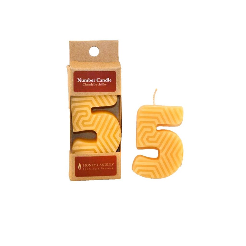 Beeswax Birthday Candle - Five