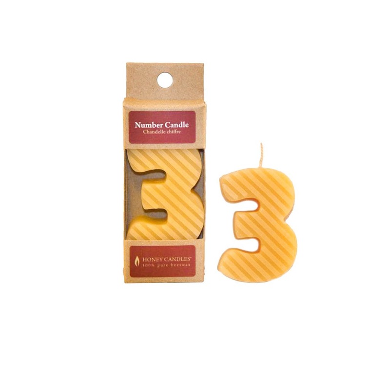 Beeswax Birthday Candle - Three