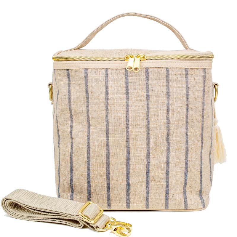 SoYoung Slate Pinstripe Linen Lunch Poche