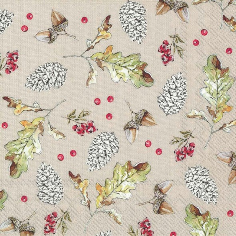 Oak Leaf and Berries Paper Napkins - Lunch