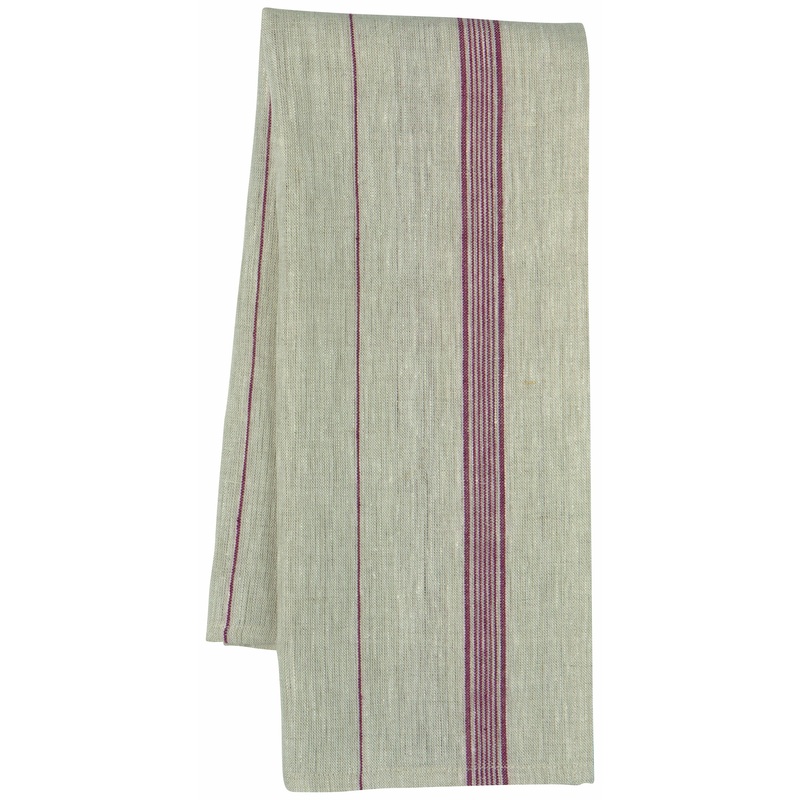 Striped Linen Tea Towel - Wine
