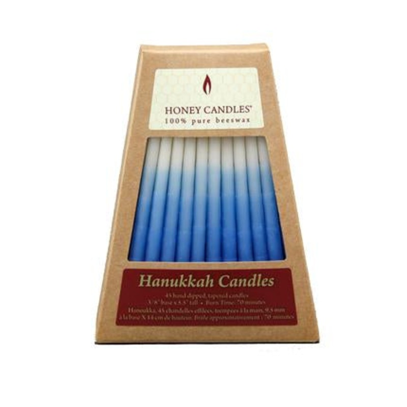 Beeswax Hanukkah Candles - Light Blue