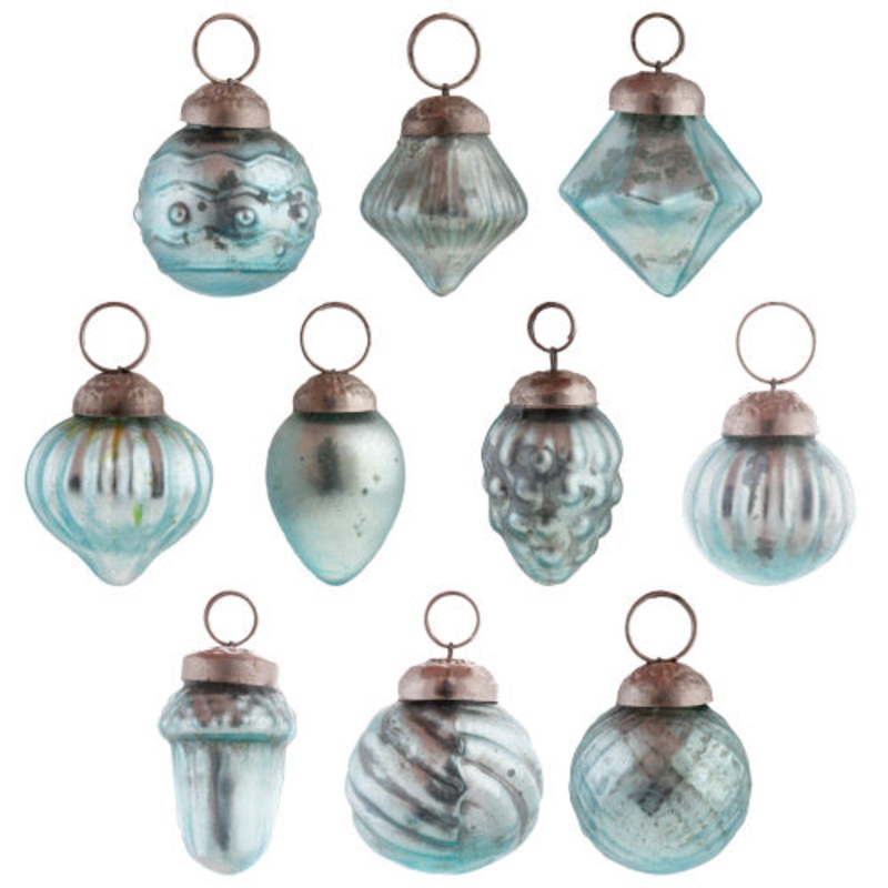 Blue Mercury Glass Ornaments