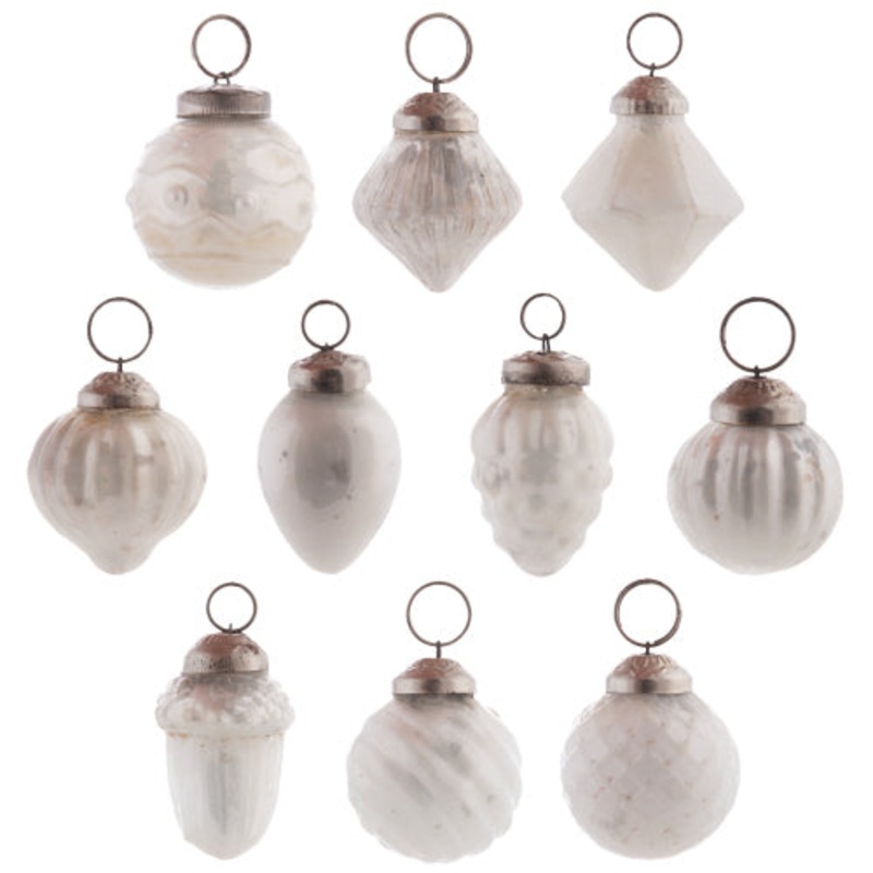 White Mercury Glass Ornaments