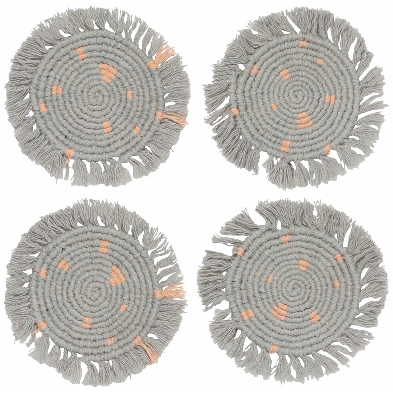 Macrame Coaster Set -  Dove Grey