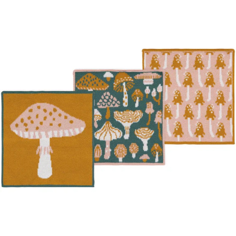 Knit  Dishcloth Set - Mushroom Gems
