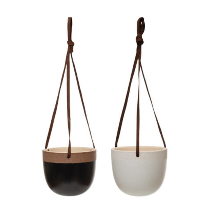 Hanging Terracotta Planter with leather
