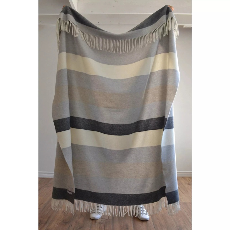 Soho Throw - Grey & Beige Stripes