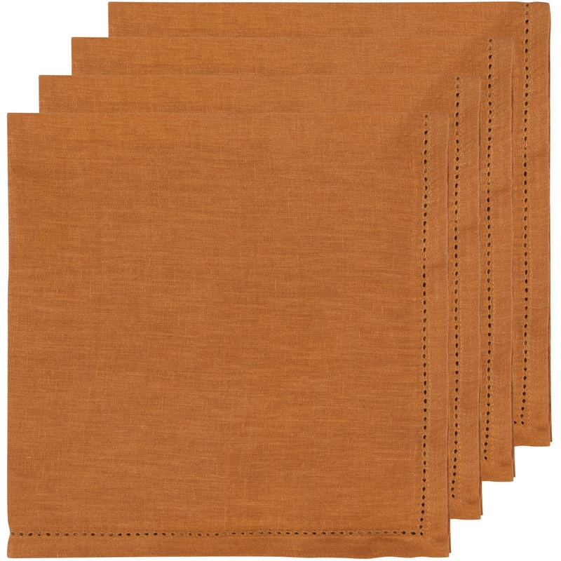 Linen Napkin Set - Hemstitch Amber