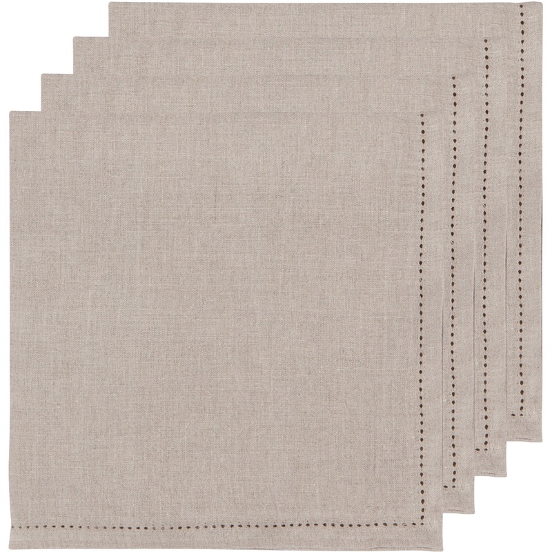 Linen Napkin Set - Hemstitch Natural