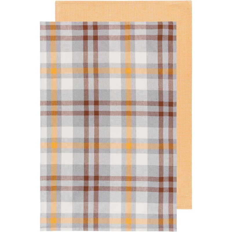 Tea Towel Set - Plaid Maize