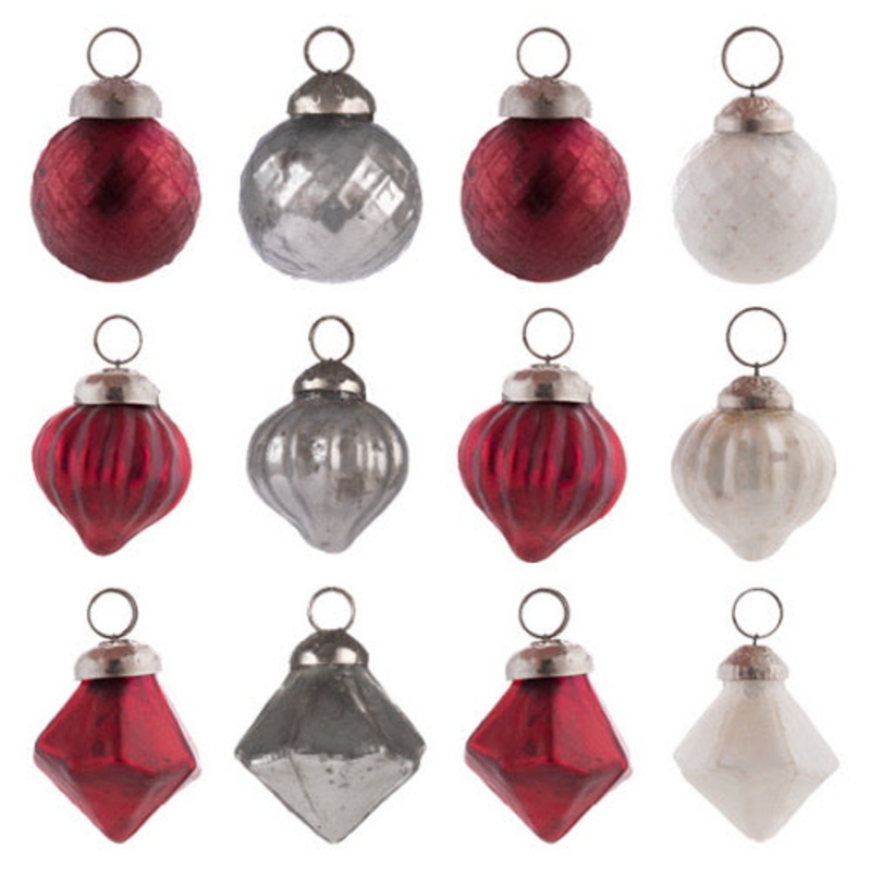 Mercury Glass Christmas Ornament Set