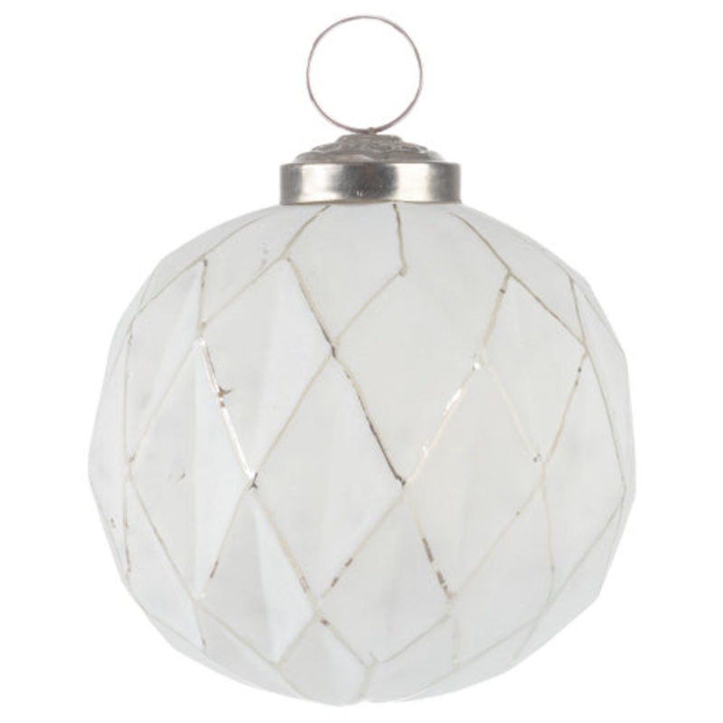 White Round Faceted Ornament