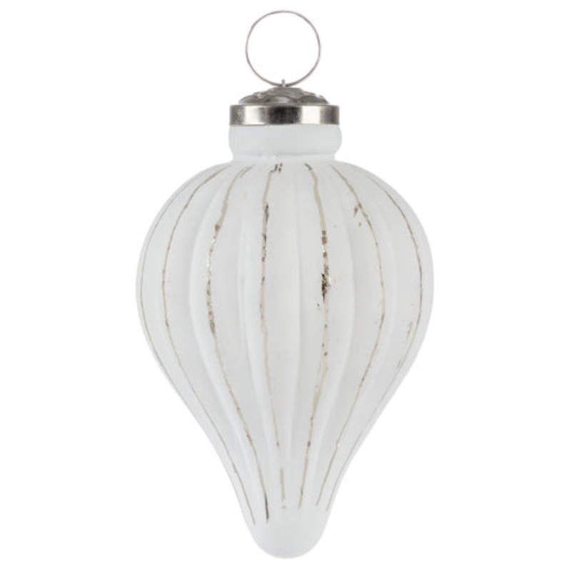 White Teardrop Glass Ornament
