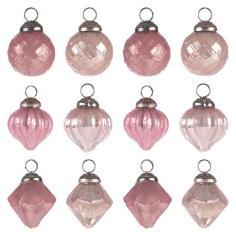Winter Blush Mercury Glass Ornament Set