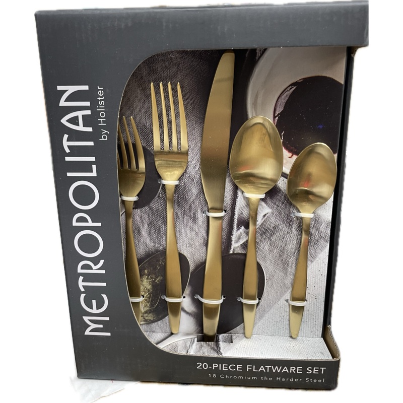 Prestige Metropolitan ABC Vee Heavy Gold Flatware, Service for 4