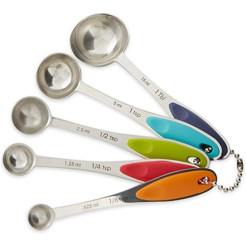 RSVP International Colored Handle Measuring Spoons, Set/5