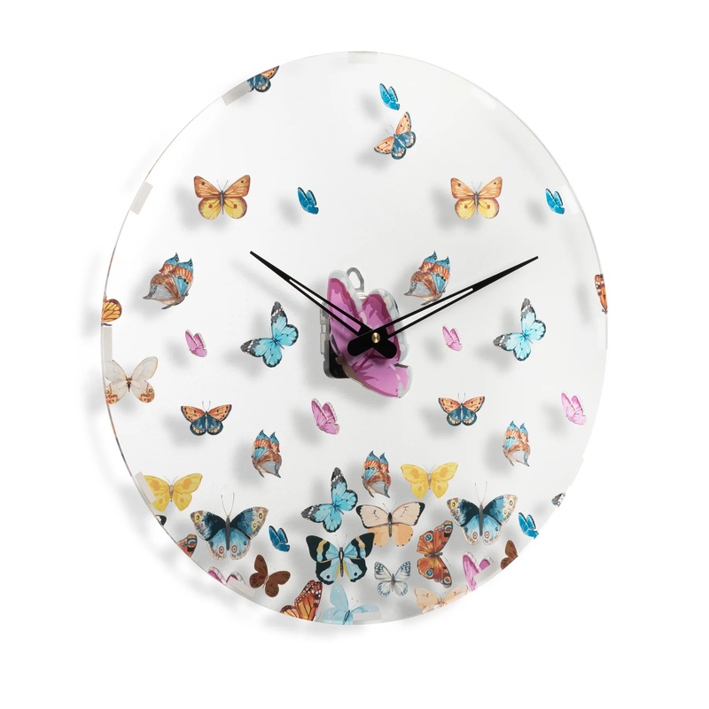 Waterdale Collection Clock Wall Art, Butterflies, 16 inch