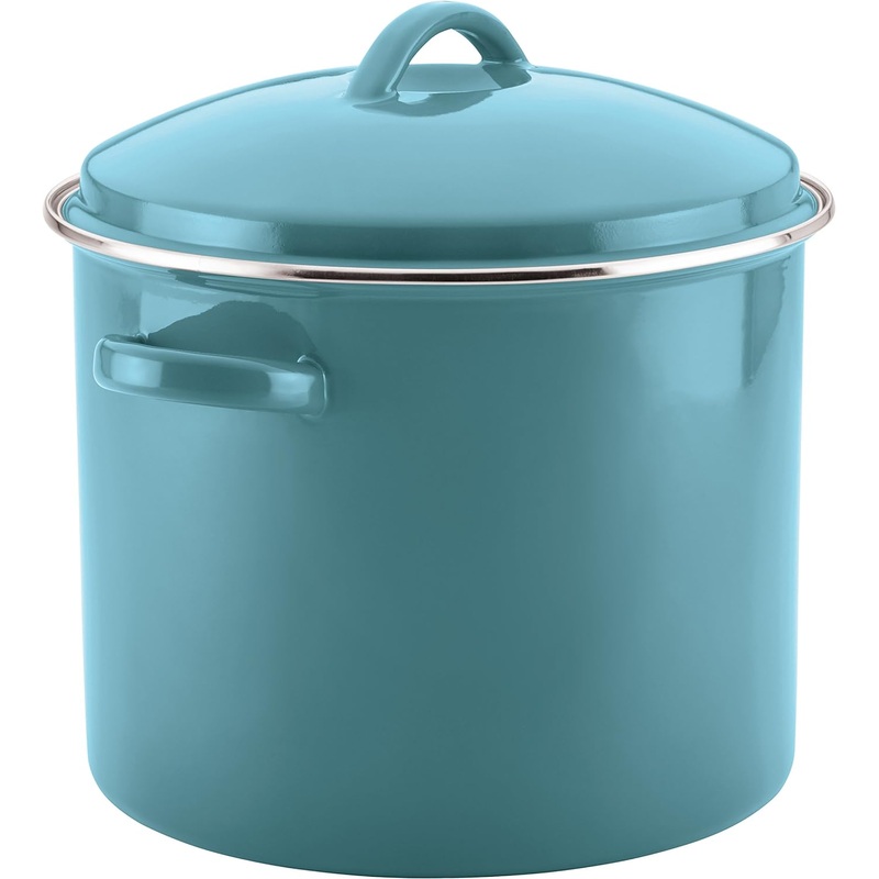 Farberware Enamel on Steel Stock Pot with Lid 16 Quart, Aqua