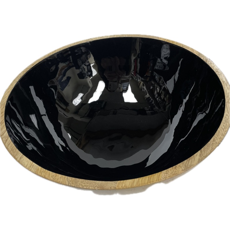 Prestige Towle Mango Wood/Black Enamel Salad Bowl