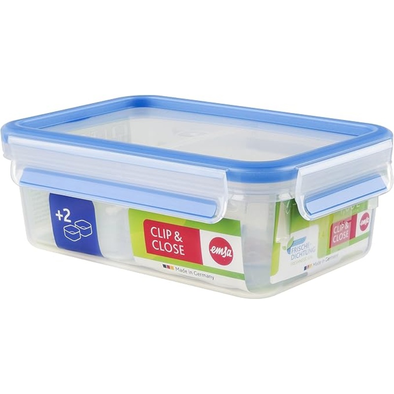 Emsa Clip and Close Storage Rectangle Container with 2 Inserts