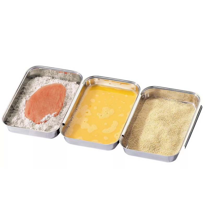 Kuchenprofi 3 Piece No Mess Breading Pan Set, Stainless Steel