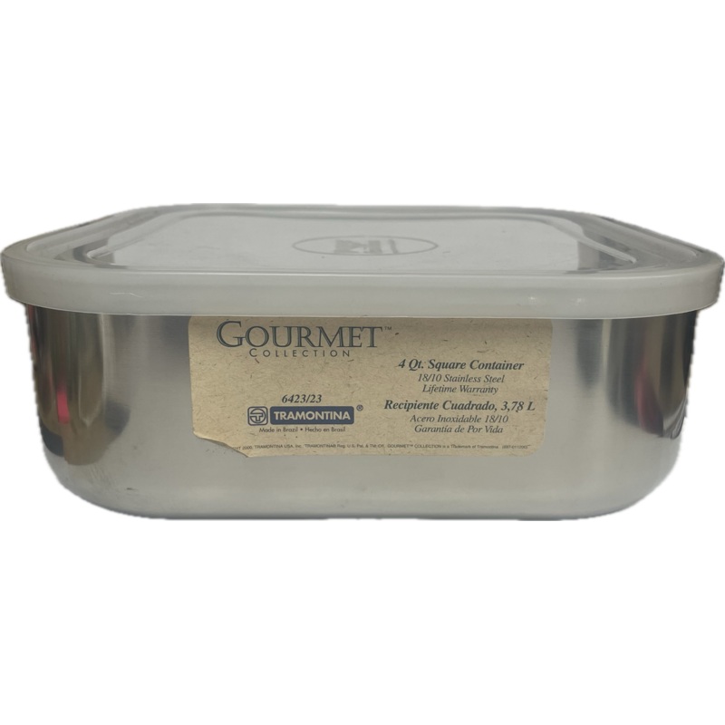 Tramontina SS 4 Qt. Square Container, with Lid