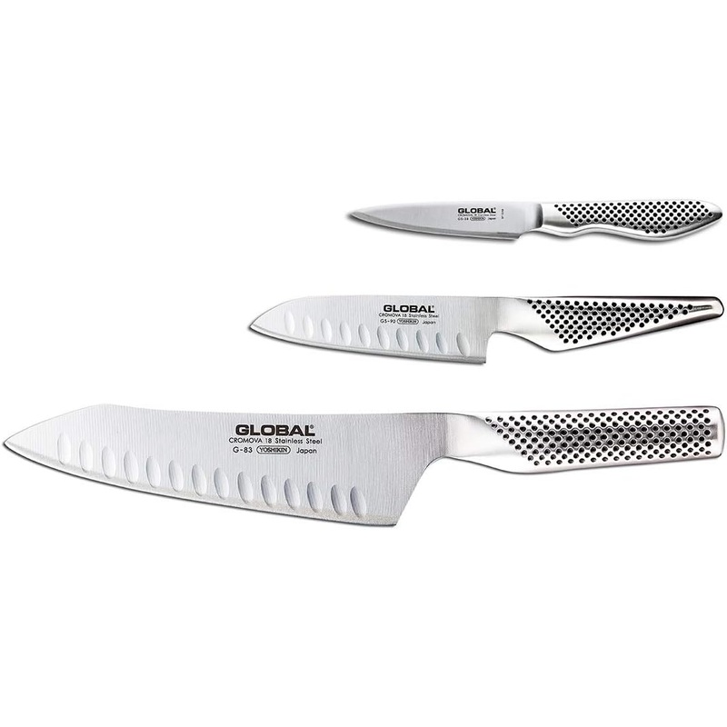 Global Classic 3 Piece Cook's Santoku Paring Knife Set, G-833890