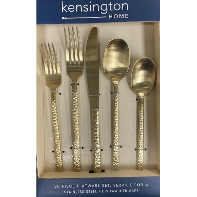 Prestige Cutlery Kensington Home Delaware Gold Flatware, Svc/4